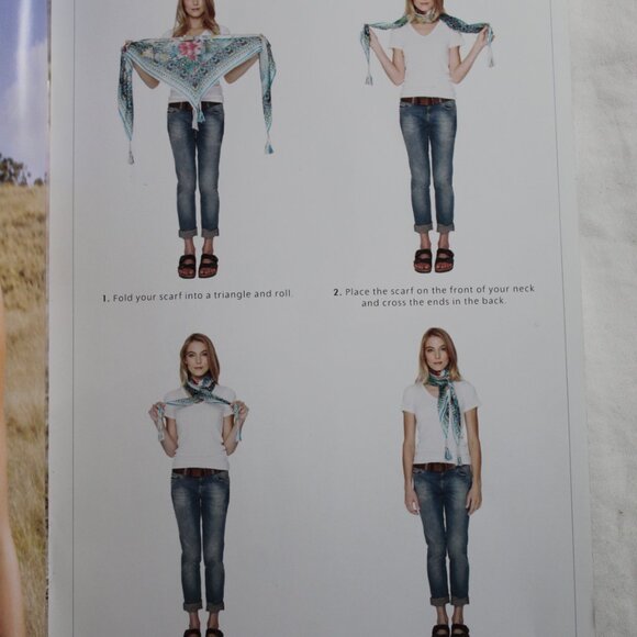 NWT Johnny Was Biya JWLA Misty Fall Silk Scarf Wrap Shawl Tassels 44 x 44 - Picture 10 of 13